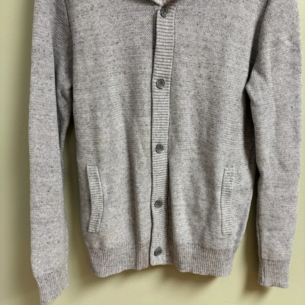 GOODFELLOW Mens Shawl Collar Gray Cotton Cardigan Size L Preppy Academia Grandpa